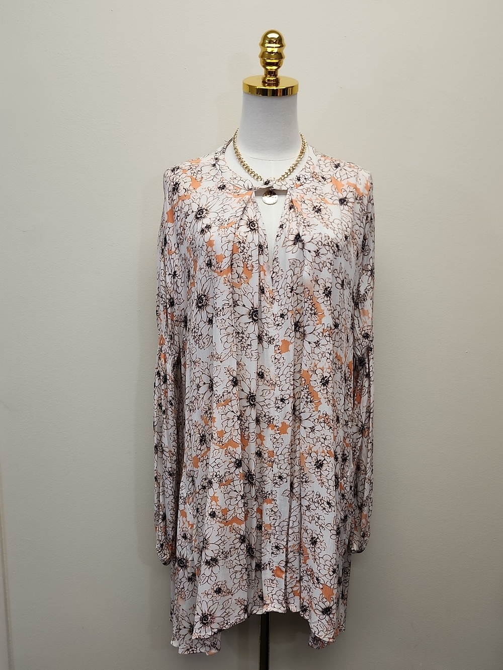 Hayden White Peach Floral Print Mini Dress Size Large